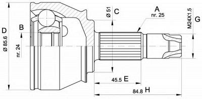 OPEN PARTS cvj552510 -  Шарнирный комплект, приводной вал
